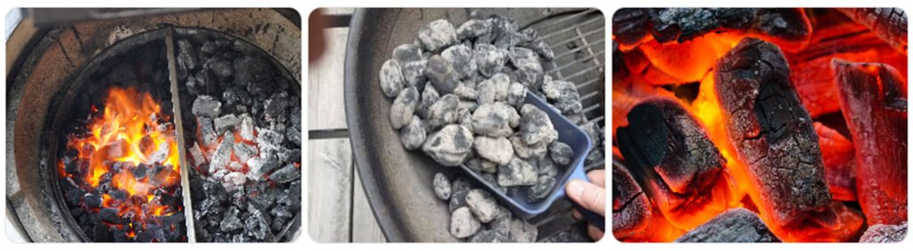 Reutilización del carbón del kamado para volver a encenderlo en el siguiente uso