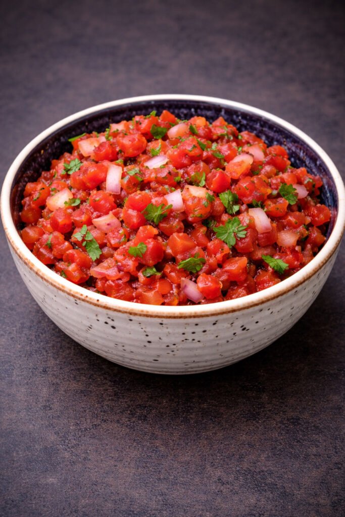 Salsa criolla de rocoto casera para acompañar lechón a las brasas