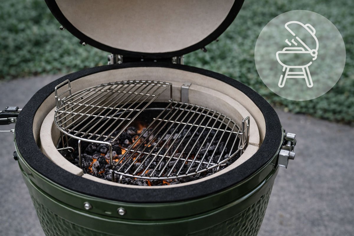 Posiciones de la parrilla en un kamado según la distancia al fuego